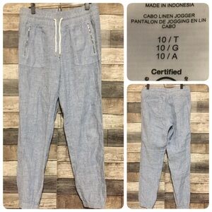 Athleta Cabo Linen Joggers Women’s 10T Blue Chambray Tapered (Inseam 29)